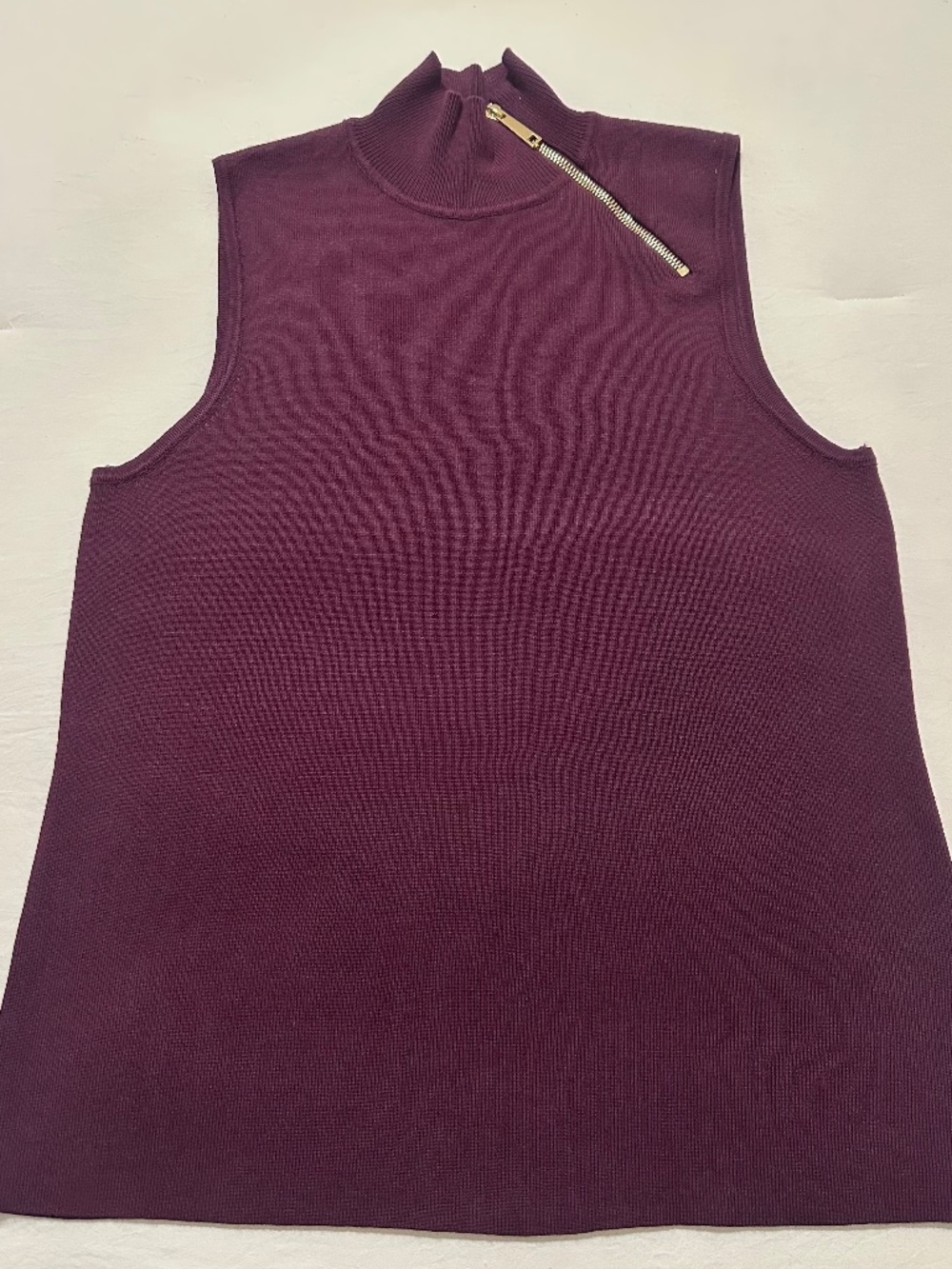Cable & Gauge Sleeveless Mock Neck Sweater Top with Asymmetric Zipper - NWOT